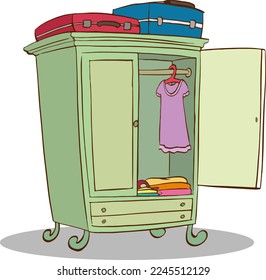 open door wardrobe cartoon vector illustration