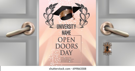 Open doors day invitation cards. Vector illustration