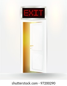 open doors with exit sign