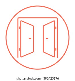 Open doors line icon.