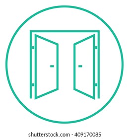 Open doors line icon.