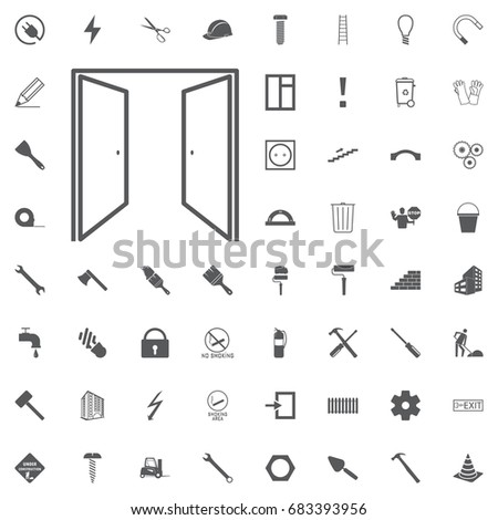 Open doors line icon. isolated on white background