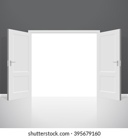 Open doors. Realistic vector illustration