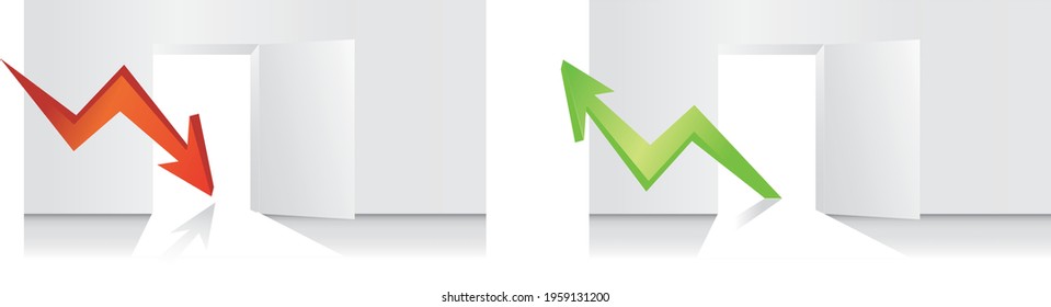 Open Doors Vector Illustration with Arrow Graph