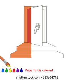 Open Doorway Entrance, the coloring book to educate preschool kids with easy gaming level, the kid educational game to color the colorless half by sample.