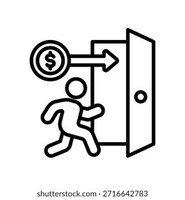 Ilustração do vetor da linha do ícone da porta aberta