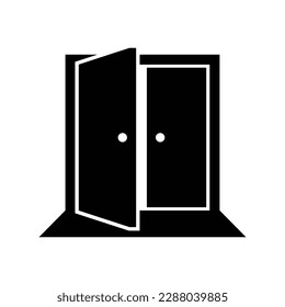 Abrir diseño de icono de doble puerta. Icono del vector de la puerta de salida. aislado en fondo blanco