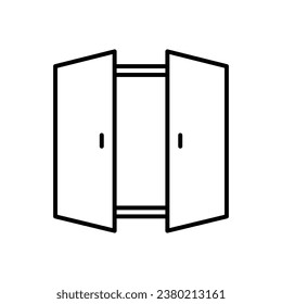Open double door icon. Simple outline style. Entrance gate, construction, room, house, home interior concept. Thin line symbol. Vector illustration isolated.