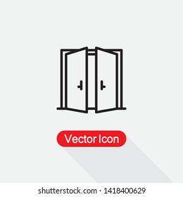 Open Double Door Icon Vector Illustration Eps10