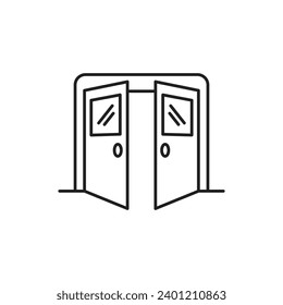 Open double door line icon. isolated on white background. vector illustration