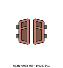 open double door outline icon linear style sign for mobile concept and web design exit doorway 