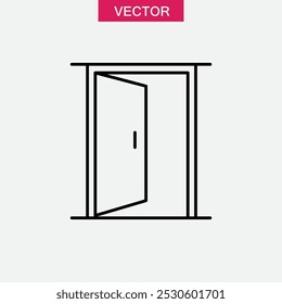 Open double door outline icon. Exit doorway simple line trendy style illustration for web and app.