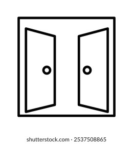 Abrir icono de contorno de puerta doble, icono de puerta abierta