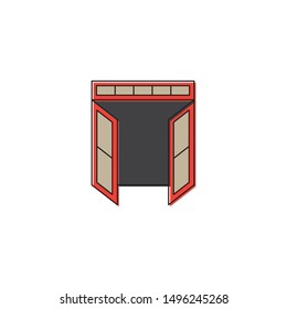 Open double door vector icon symbol isolated on white background