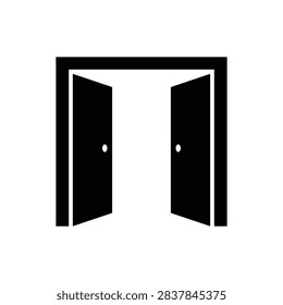 Open double doors icon vector illustration isolated on white background