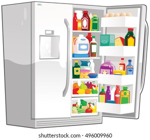 Open double width fridge.