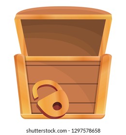 Open dower chest icon. Cartoon of open dower chest vector icon for web design isolated on white background