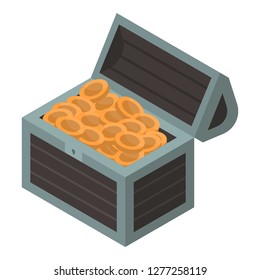 Open dower chest icon. Isometric of open dower chest vector icon for web design isolated on white background