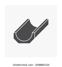 Open drain gutter vector icon. May called trench, ditch, street or concrete gutter for irrigation, stormwater drainage system. To drain water from lawn, yard, garden, road, city, driveway to sewer.
