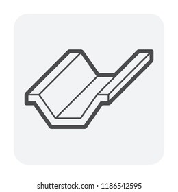 Open drain gutter vector icon. May called trench, ditch, street or concrete gutter for irrigation, stormwater drainage system. To drain water from lawn, yard, garden, road, city, driveway to sewer.
