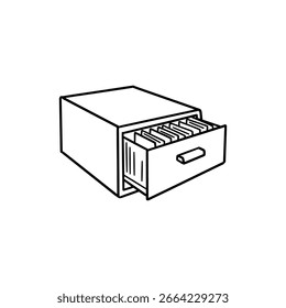 Open drawer filled with files representing office organization and document storage