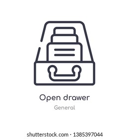 open drawer outline icon. isolated line vector illustration from general collection. editable thin stroke open drawer icon on white background