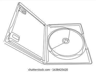 Open DVD case with DVD-continuous line drawing