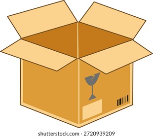 Open Ecommerce Box With Fragile Symbol Icon