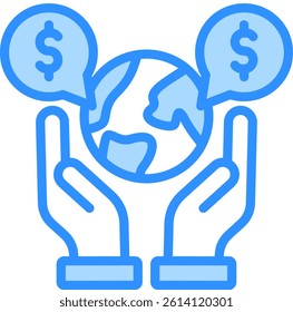 Open Economy Icon Blue Color Vector Illustration