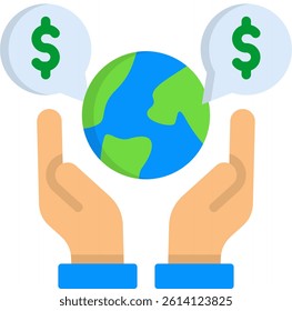 Open Economy Icon Flat Vector Illustration