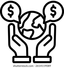 Open Economy Icon Outline Vector Illustration