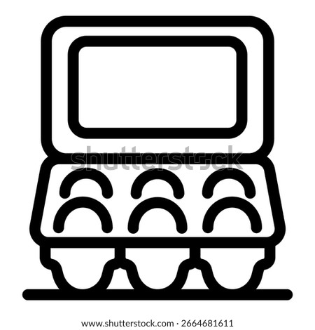 Open egg carton box showing six compartments for eggs, isolated on white background