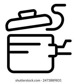 Multicocina eléctrica abierta con salida de vapor, perfecta para representar procesos de cocción