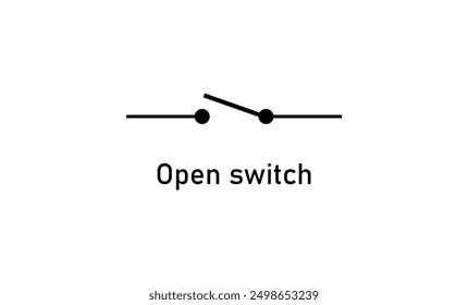 Open electrical switch vector symbol.