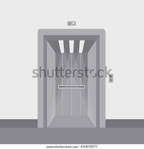 Open Elevator Doors Modern Metal Realistic Stock Vector