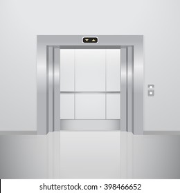 Open elevator. Realistic vector illustration