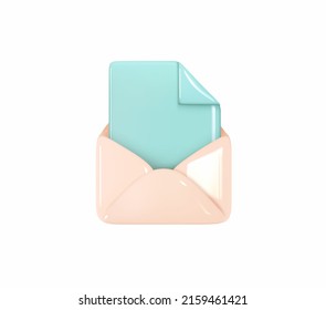 Open Email envelope icon with document. Post mail letter. Vector illustration