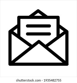 open email icon, Open Email Envelope Icon, Open envelope with letter line icon, outline vector sign, linear style pictogram isolated on white. Message symbol, logo illustration.