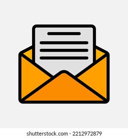 Abrir icono de correo electrónico en el estilo de línea rellena sobre el correo electrónico, usar para presentación de aplicaciones móviles del sitio web