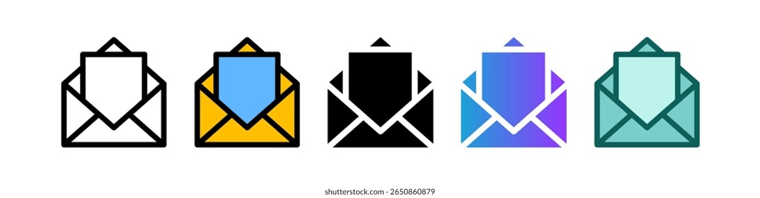 Open Email Icon Multiple Vector Illustration