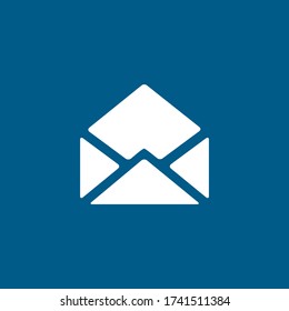 Open E-mail Icon On Blue Background. Blue Flat Style Vector Illustration.
