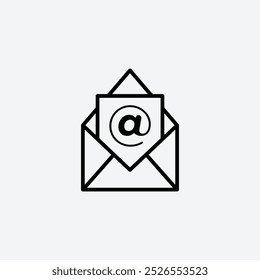 Abrir o ícone de e-mail no plano de fundo branco