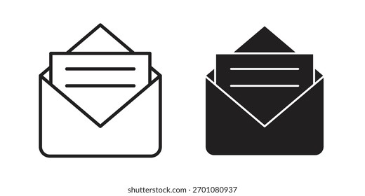 E-Mail Symbol Umrisssymbol mit bearbeitbarem Strich auf Weiß öffnen