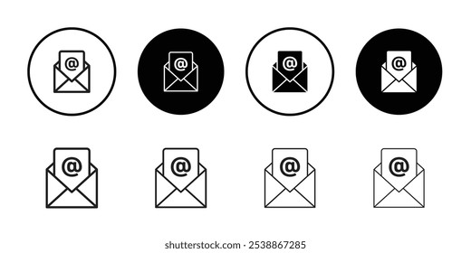 Abrir el icono de correo electrónico conjunto de signos de esquema