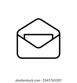 Ícone Abrir email Contorno definido em preto e branco