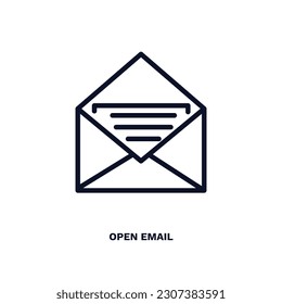 open email icon. Thin line open email icon from education and science collection. Outline vector isolated on white background. Editable open email symbol can be used web and mobile