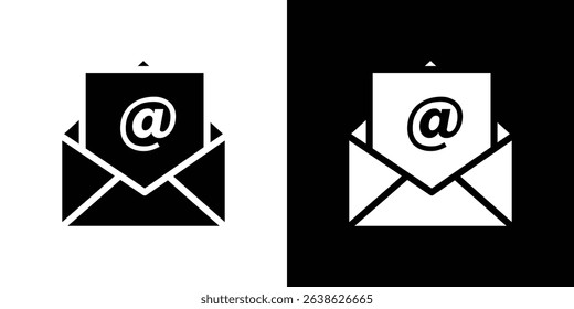 Open email icon Vector in flat style. Collection silhouettes
