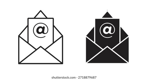 Abra los iconos del email fijados aislados en la Ilustración vectorial plana del fondo blanco.