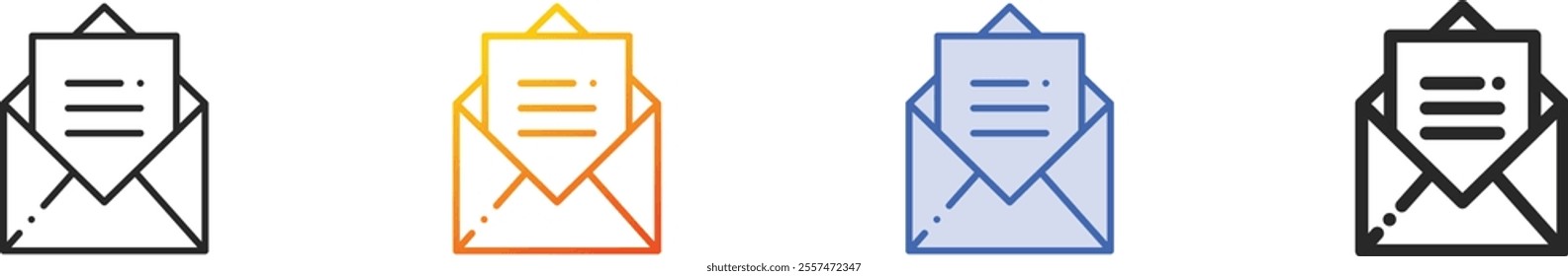 open email icon.Thin Linear, Gradient, Blue Stroke and bold Style Design Isolated On White Background