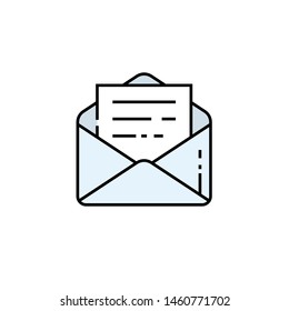 Open email line icon. Mail letter symbol. Post message sign. Vector illustration.